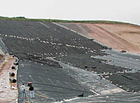 landfill cell being lined